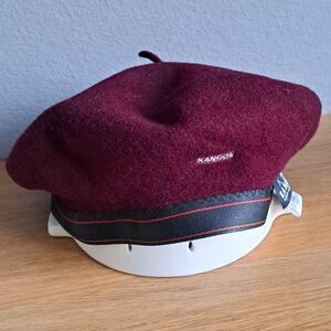 Kangol Anglobasque Beret Hat 100% Wool Size Large Red Vintage Unisex 7 1/4 59